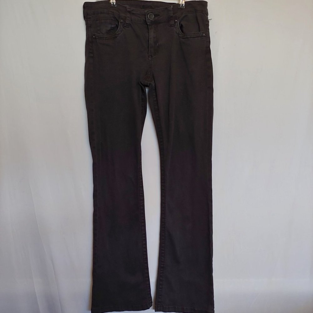 Kut from the Cloth womens black straight leg button pocket flaps jeans size 10
